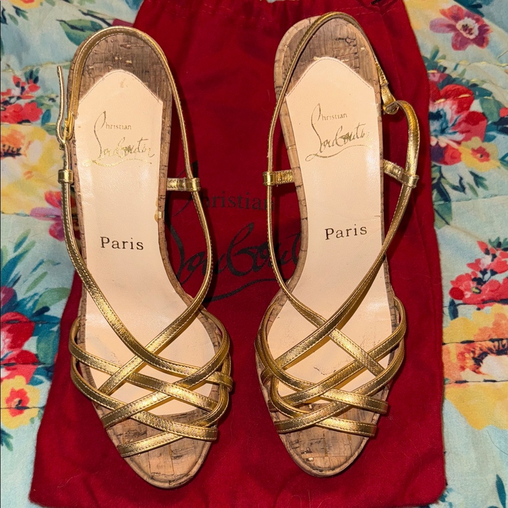 Christian Louboutin Gold Strappy Heels